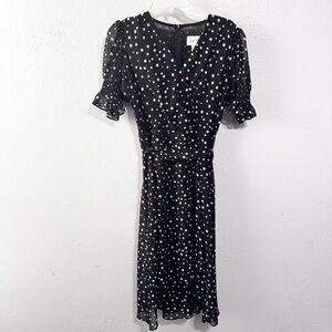 Joseph Ribkoff Black and White Polka Dot Midi Dress